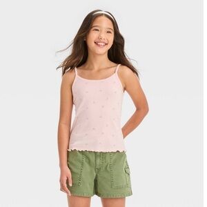 Girls' Ribbed Cami Tank Top - Art Class ™ Pink Butterfly L